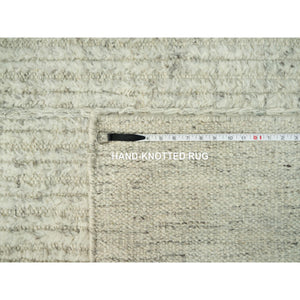 8'3"x10' Coventry Gray, Borderless Hand Woven Cord Collection, Natural Wool, Flat Weave, High And Low Pile, Plain And Simple Oriental Rug FWR542796