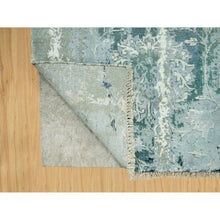Load image into Gallery viewer, 3&#39;x5&#39;10&quot; Turquoise Blue, Wool and Silk, Persian Tabriz Design, Hand Knotted Broken and Erased, Runner Oriental Rug FWR542820