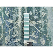Load image into Gallery viewer, 3&#39;x5&#39;10&quot; Turquoise Blue, Wool and Silk, Persian Tabriz Design, Hand Knotted Broken and Erased, Runner Oriental Rug FWR542820