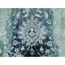 Load image into Gallery viewer, 3&#39;x5&#39;10&quot; Turquoise Blue, Wool and Silk, Persian Tabriz Design, Hand Knotted Broken and Erased, Runner Oriental Rug FWR542820