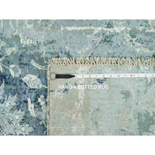 Load image into Gallery viewer, 3&#39;x5&#39;10&quot; Turquoise Blue, Wool and Silk, Persian Tabriz Design, Hand Knotted Broken and Erased, Runner Oriental Rug FWR542820