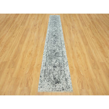 Load image into Gallery viewer, 2&#39;6&quot;x15&#39;8&quot; Paloma With Sea Serpent Gray, Wool and Silk, Broken Persian Erased Design, XL Runner Hand Knotted Oriental Rug FWR542832