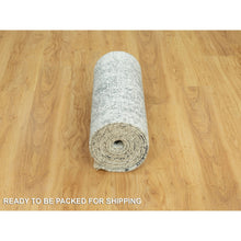Load image into Gallery viewer, 2&#39;6&quot;x15&#39;8&quot; Wind Chime Gray, Hand Knotted Broken and Erased Persian Design With Wool and Silk, Oriental XL Runner Rug FWR542838