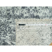 Load image into Gallery viewer, 2&#39;6&quot;x15&#39;8&quot; Wind Chime Gray, Hand Knotted Broken And Erased Persian Design With Wool And Silk, Oriental Xl Runner Rug FWR542838