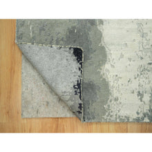 Load image into Gallery viewer, 4&#39;2x12&#39; Iridium Black With A Anti-flash White, Abstract Design With Wool And Silk, Hand Knotted, Oriental, Wide Runner Rug FWR542844