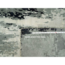 Load image into Gallery viewer, 4&#39;2x12&#39; Iridium Black With A Anti-flash White, Abstract Design With Wool And Silk, Hand Knotted, Oriental, Wide Runner Rug FWR542844