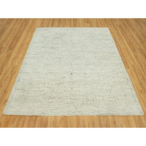 8'x8' Mindful Gray, High And Low Pile Cord Collection, Flat Weave Shiny Wool, Hand Woven Plain And Simple Oriental Square Rug FWR542856