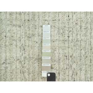 8'x8' Mindful Gray, High And Low Pile Cord Collection, Flat Weave Shiny Wool, Hand Woven Plain And Simple Oriental Square Rug FWR542856