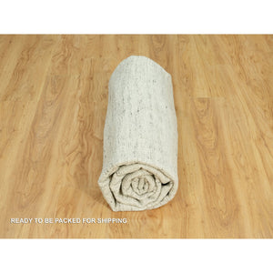 8'x8' Mindful Gray, High And Low Pile Cord Collection, Flat Weave Shiny Wool, Hand Woven Plain And Simple Oriental Square Rug FWR542856