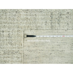 8'x8' Mindful Gray, High And Low Pile Cord Collection, Flat Weave Shiny Wool, Hand Woven Plain And Simple Oriental Square Rug FWR542856