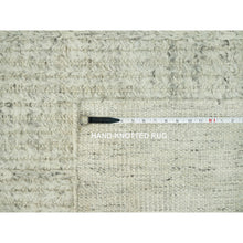 Load image into Gallery viewer, 8&#39;x8&#39; Mindful Gray, High And Low Pile Cord Collection, Flat Weave Shiny Wool, Hand Woven Plain And Simple Oriental Square Rug FWR542856