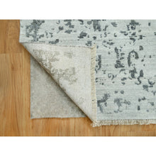 Load image into Gallery viewer, 14&#39;x14&#39; Sea Salt Gray With Touches Of Foggy Day Gray, Hand Knotted , Broken and Erased Wool and Silk Persian Design, Oriental Square Rug FWR542862
