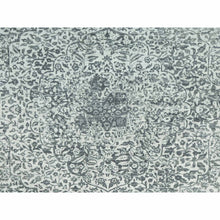Load image into Gallery viewer, 14&#39;x14&#39; Sea Salt Gray With Touches Of Foggy Day Gray, Hand Knotted , Broken and Erased Wool and Silk Persian Design, Oriental Square Rug FWR542862