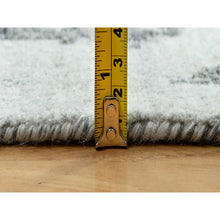 Load image into Gallery viewer, 14&#39;x14&#39; Sea Salt Gray With Touches Of Foggy Day Gray, Hand Knotted , Broken and Erased Wool and Silk Persian Design, Oriental Square Rug FWR542862