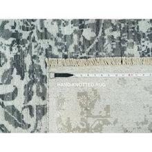 Load image into Gallery viewer, 14&#39;x14&#39; Sea Salt Gray With Touches Of Foggy Day Gray, Hand Knotted , Broken and Erased Wool and Silk Persian Design, Oriental Square Rug FWR542862