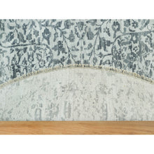 Load image into Gallery viewer, 14&#39;x14&#39; Lamp Room And Castlerock Gray, Broken And Erased Hand Knotted Persian Design, Wool And Silk Square Oriental Rug FWR542880