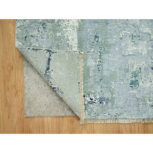 Load image into Gallery viewer, 8&#39;x8&#39; Tiffeny Blue, Hand Knotted Broken And Erased, Persian Tabriz Design, Wool And Silk, Square Oriental Rug FWR542892