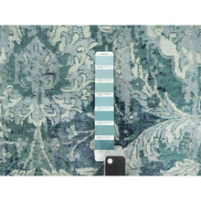 Load image into Gallery viewer, 8&#39;x8&#39; Tiffeny Blue, Hand Knotted Broken and Erased, Persian Tabriz Design, Wool and Silk, Square Oriental Rug FWR542892