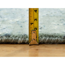 Load image into Gallery viewer, 8&#39;x8&#39; Tiffeny Blue, Hand Knotted Broken And Erased, Persian Tabriz Design, Wool And Silk, Square Oriental Rug FWR542892