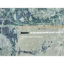 Load image into Gallery viewer, 8&#39;x8&#39; Tiffeny Blue, Hand Knotted Broken and Erased, Persian Tabriz Design, Wool and Silk, Square Oriental Rug FWR542892