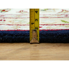 Load image into Gallery viewer, 7&#39;9&quot;x9&#39;9&quot; Dark Night Blue, Nain Organic Wool With Large Central Medallion Surrounded By Floral Design, Oriental 250 Kpsi Hand Knotted Rug FWR542940