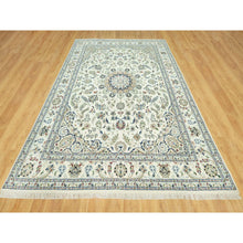 Load image into Gallery viewer, 8&#39;10&quot;x12&#39;3&quot; Huron White, Densely Woven Hand Knotted Nain Large Medallion Design, Floral Pattern, 250 Kpsi, Vibrant Wool, Oriental Rug FWR542946