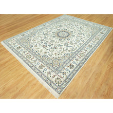 Load image into Gallery viewer, 8&#39;10&quot;x12&#39;3&quot; Huron White, Densely Woven Hand Knotted Nain Large Medallion Design, Floral Pattern, 250 Kpsi, Vibrant Wool, Oriental Rug FWR542946