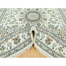 Load image into Gallery viewer, 8&#39;10&quot;x12&#39;3&quot; Huron White, Densely Woven Hand Knotted Nain Large Medallion Design, Floral Pattern, 250 Kpsi, Vibrant Wool, Oriental Rug FWR542946