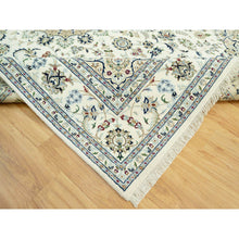 Load image into Gallery viewer, 8&#39;10&quot;x12&#39;3&quot; Huron White, Densely Woven Hand Knotted Nain Large Medallion Design, Floral Pattern, 250 Kpsi, Vibrant Wool, Oriental Rug FWR542946