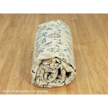 Load image into Gallery viewer, 8&#39;10&quot;x12&#39;3&quot; Huron White, Densely Woven Hand Knotted Nain Large Medallion Design, Floral Pattern, 250 Kpsi, Vibrant Wool, Oriental Rug FWR542946