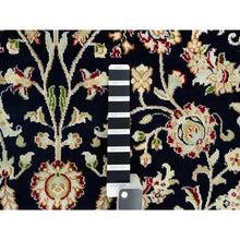 Load image into Gallery viewer, 5&#39;x8&#39; Vulcan Blue With Satin White Border, Extra Soft Wool Nain Repetitive Flower Design, Hand Knotted 250 Kpsi, Oriental Rug FWR542952