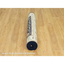 Load image into Gallery viewer, 5&#39;x8&#39; Vulcan Blue With Satin White Border, Extra Soft Wool Nain Repetitive Flower Design, Hand Knotted 250 KPSI, Oriental Rug FWR542952