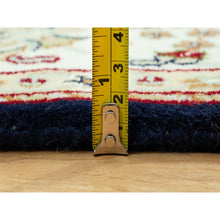 Load image into Gallery viewer, 5&#39;x8&#39; Vulcan Blue With Satin White Border, Extra Soft Wool Nain Repetitive Flower Design, Hand Knotted 250 Kpsi, Oriental Rug FWR542952