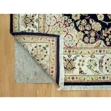 Load image into Gallery viewer, 5&#39;x7&#39; Hague Blue With Cornsilk Corners, Nain Hand Knotted Center Large Medallion Flower Design, Organic Wool, Oriental Rug FWR542958