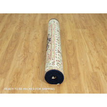 Load image into Gallery viewer, 5&#39;x7&#39; Hague Blue With Cornsilk Corners, Nain Hand Knotted Center Large Medallion Flower Design, Organic Wool, Oriental Rug FWR542958