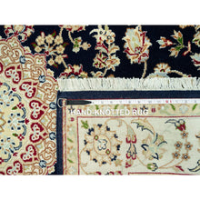 Load image into Gallery viewer, 5&#39;x7&#39; Hague Blue With Cornsilk Corners, Nain Hand Knotted Center Large Medallion Flower Design, Organic Wool, Oriental Rug FWR542958