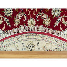 Load image into Gallery viewer, 8&#39;x8&#39; Barn Red, Densely Woven 250 Kpsi, Soft Wool, Hand Knotted Nain Large Center Medallion Flower Design,  Oriental Round Rug FWR542976