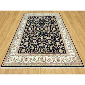 8'x10'3" Ombre Blue, Denser Weave Hand Knotted, 250 Kpsi, Nain Design And All Over Floral Motifs, Organic Wool, Oriental Rug FWR542988