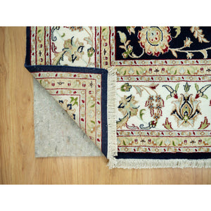 8'x10'3" Ombre Blue, Denser Weave Hand Knotted, 250 Kpsi, Nain Design And All Over Floral Motifs, Organic Wool, Oriental Rug FWR542988