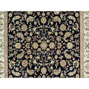8'x10'3" Ombre Blue, Denser Weave Hand Knotted, 250 Kpsi, Nain Design And All Over Floral Motifs, Organic Wool, Oriental Rug FWR542988