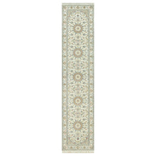 Load image into Gallery viewer, 2&#39;8&quot;x12&#39;1&quot; Huntington White, Denser Weave Nain With Central Medallion Flower Design, Hand Knotted, 250 KPSI 100% Wool, Runner Oriental Rug FWR543024