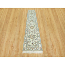 Load image into Gallery viewer, 2&#39;8&quot;x12&#39;1&quot; Huntington White, Denser Weave Nain With Central Medallion Flower Design, Hand Knotted, 250 KPSI 100% Wool, Runner Oriental Rug FWR543024