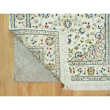 Load image into Gallery viewer, 2&#39;8&quot;x12&#39;1&quot; Huntington White, Denser Weave Nain With Central Medallion Flower Design, Hand Knotted, 250 KPSI 100% Wool, Runner Oriental Rug FWR543024