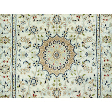 Load image into Gallery viewer, 2&#39;8&quot;x12&#39;1&quot; Huntington White, Denser Weave Nain With Central Medallion Flower Design, Hand Knotted, 250 KPSI 100% Wool, Runner Oriental Rug FWR543024
