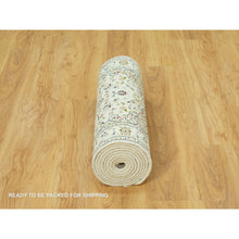 Load image into Gallery viewer, 2&#39;8&quot;x12&#39;1&quot; Huntington White, Denser Weave Nain With Central Medallion Flower Design, Hand Knotted, 250 KPSI 100% Wool, Runner Oriental Rug FWR543024