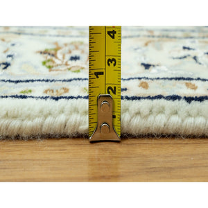 2'8"x12'1" Huntington White, Denser Weave Nain With Central Medallion Flower Design, Hand Knotted, 250 KPSI 100% Wool, Runner Oriental Rug FWR543024