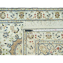 Load image into Gallery viewer, 2&#39;8&quot;x12&#39;1&quot; Huntington White, Denser Weave Nain With Central Medallion Flower Design, Hand Knotted, 250 KPSI 100% Wool, Runner Oriental Rug FWR543024