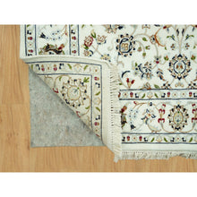Load image into Gallery viewer, 4&#39;x4&#39; Weathered White, 250 Kpsi Nain All Over Flower Design, Hand Knotted, All Wool, Square Oriental Rug FWR543048