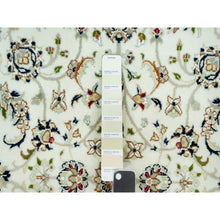Load image into Gallery viewer, 4&#39;x4&#39; Weathered White, 250 Kpsi Nain All Over Flower Design, Hand Knotted, All Wool, Square Oriental Rug FWR543048