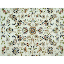 Load image into Gallery viewer, 4&#39;x4&#39; Weathered White, 250 Kpsi Nain All Over Flower Design, Hand Knotted, All Wool, Square Oriental Rug FWR543048